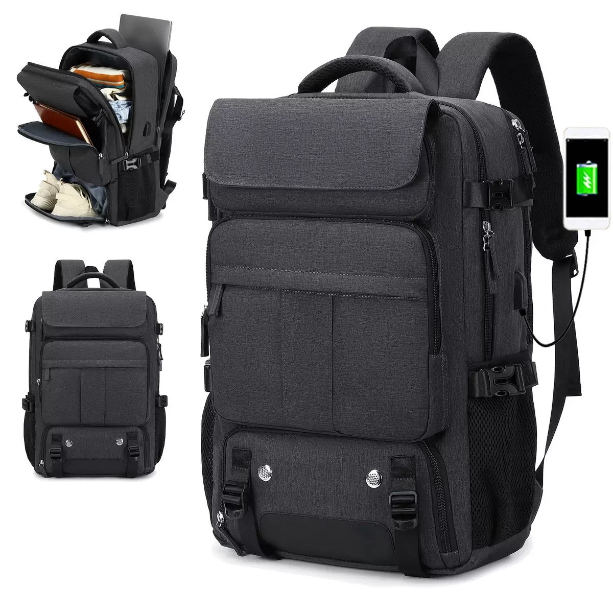レディース 大容量 旅行用 ノートPCバッグ USB充電ポート シューズコンパートメント付き 大学用バッグ 航空会社承認 ビジネスワークバッグ 15.6インチノートPC対応 バックトゥシーズンバッグ