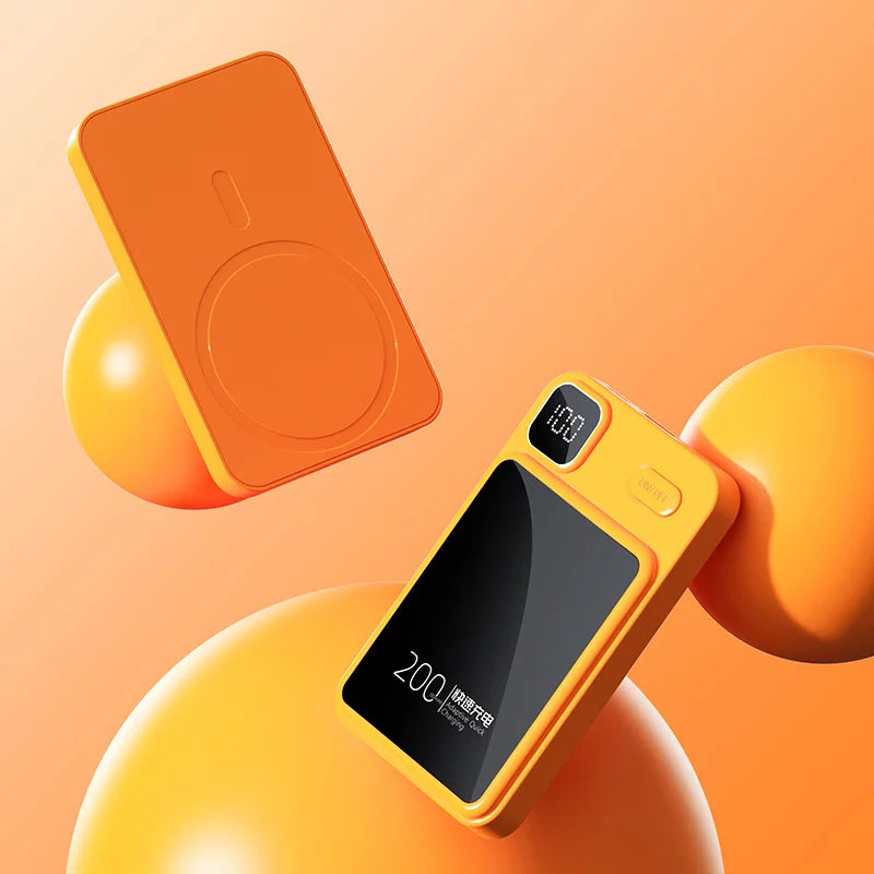 極薄アルミニウム合金マグネット式モバイルバッテリー ——どんな型式の携帯電話にも対応し、貼り付けるだけで充電できます。たった30分でフル充電可能です