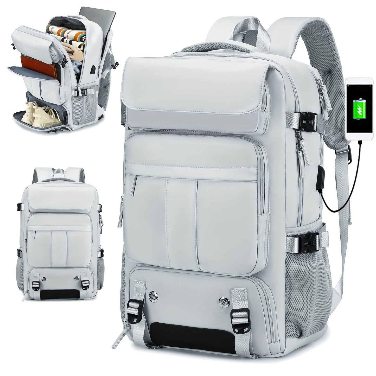 レディース 大容量 旅行用 ノートPCバッグ USB充電ポート シューズコンパートメント付き 大学用バッグ 航空会社承認 ビジネスワークバッグ 15.6インチノートPC対応 バックトゥシーズンバッグ