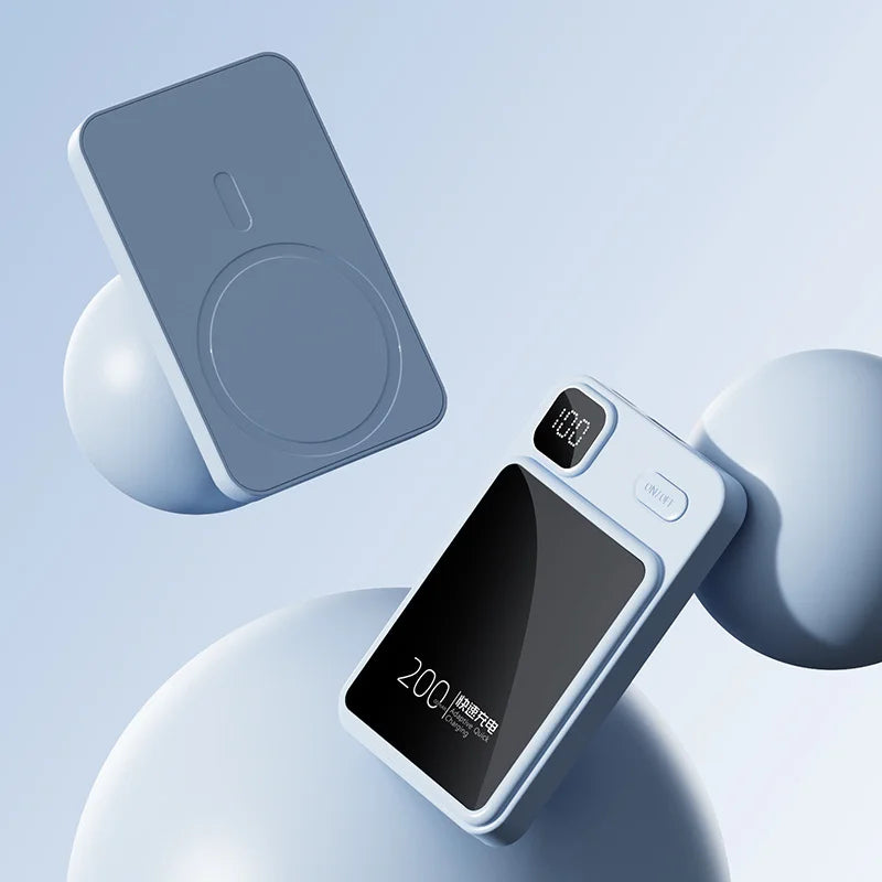 極薄アルミニウム合金マグネット式モバイルバッテリー ——どんな型式の携帯電話にも対応し、貼り付けるだけで充電できます。たった30分でフル充電可能です