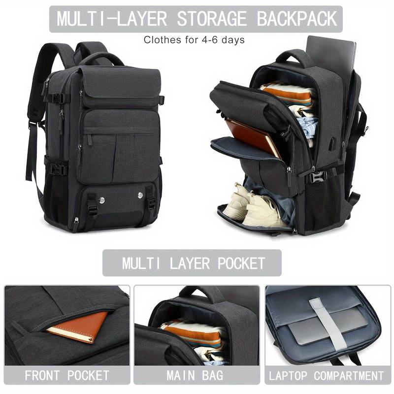 レディース 大容量 旅行用 ノートPCバッグ USB充電ポート シューズコンパートメント付き 大学用バッグ 航空会社承認 ビジネスワークバッグ 15.6インチノートPC対応 バックトゥシーズンバッグ