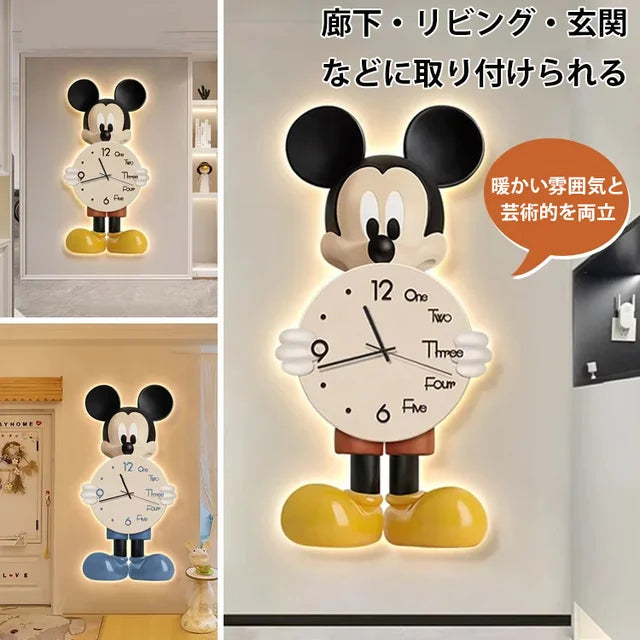 ミッキーマウス型壁掛け時計 インテリア絵としても活躍