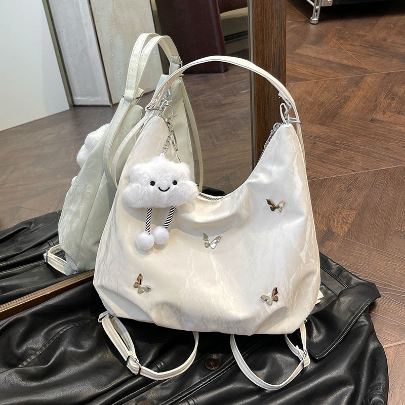 (3way使用)蝶々柄スエードトートバッグ