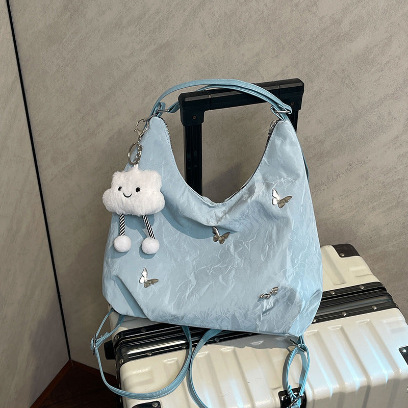 (3way使用)蝶々柄スエードトートバッグ