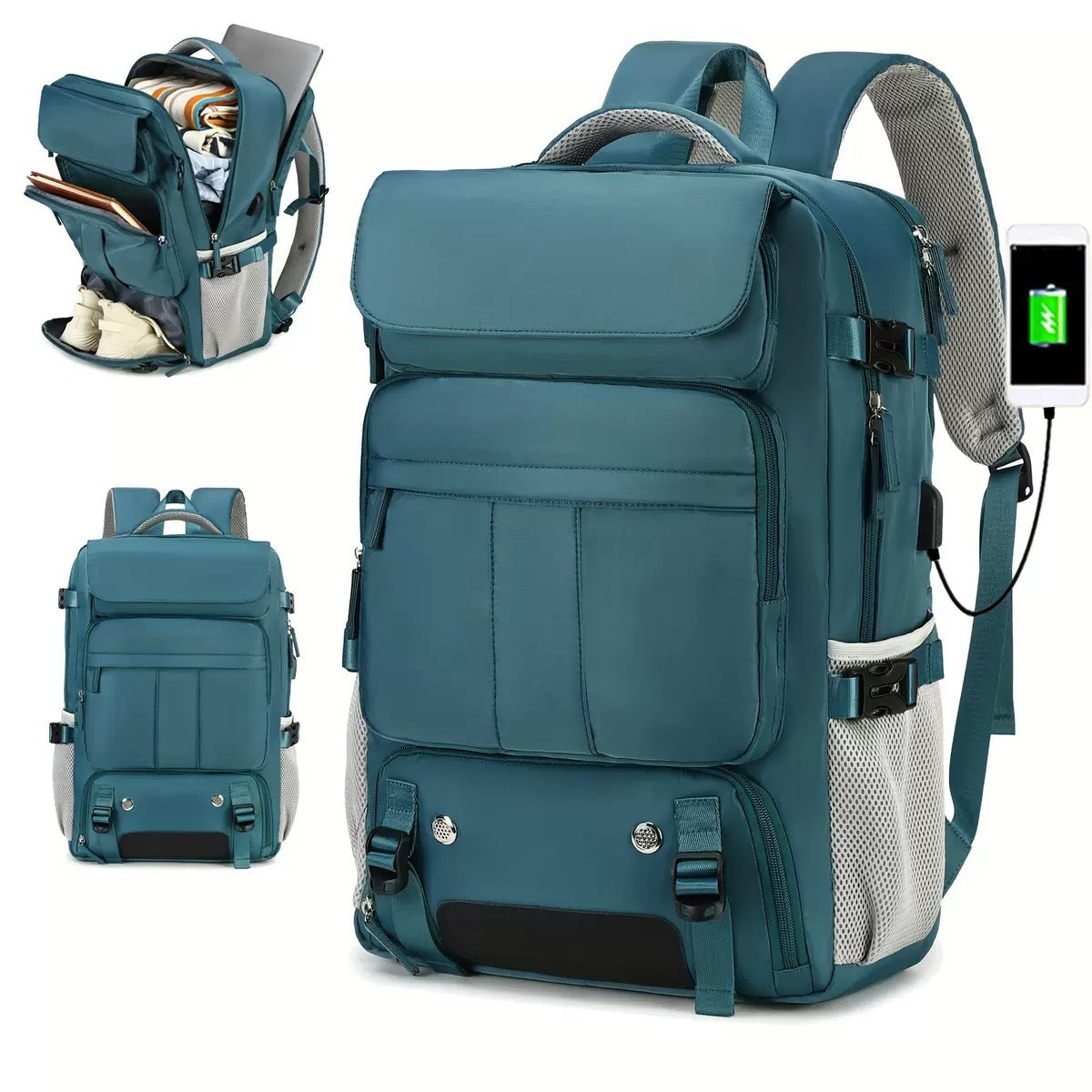 レディース 大容量 旅行用 ノートPCバッグ USB充電ポート シューズコンパートメント付き 大学用バッグ 航空会社承認 ビジネスワークバッグ 15.6インチノートPC対応 バックトゥシーズンバッグ